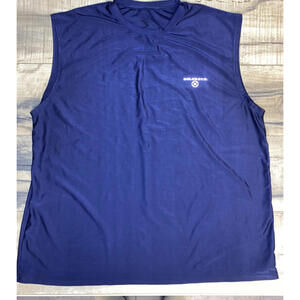Vintage 90s Y2K Golds Gym Stretch Sleeveless Workout Tank weightlifting Blue .